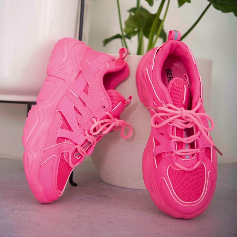 Berness Chunky Sole Athletic Sneakers in Hot Pink